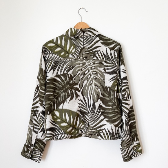 Tommy Bahama Safari Bliss Jacket Green Linen Monstera Palm Leaf Print Size Large - Picture 4 of 12